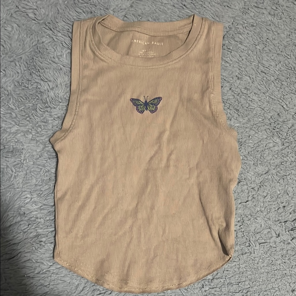 Women's Beige Butterfly Tank Top